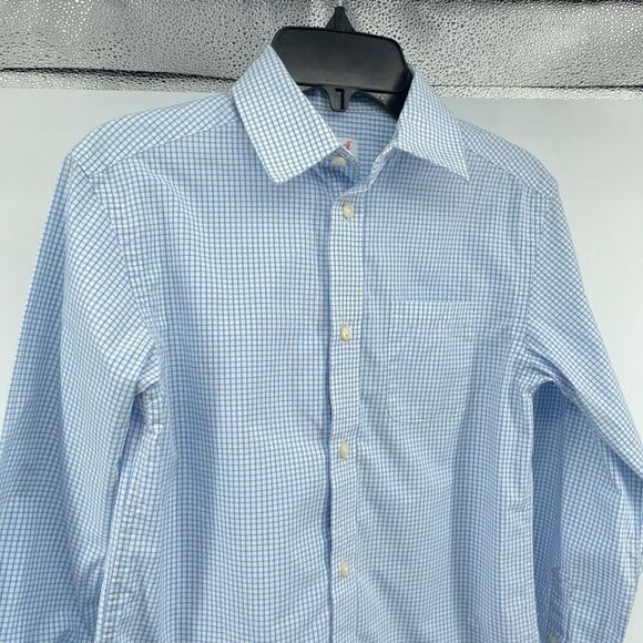 Cat & Jack Boys Blue White Checkered Long Sleeve Button Down Shirt Medium 8/10 - Picture 8 of 10